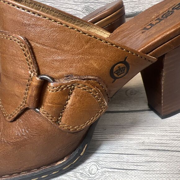 BORN Clogs Leather Buckle Slip On Brown Size 9 Y2K - Picture 3 of 11